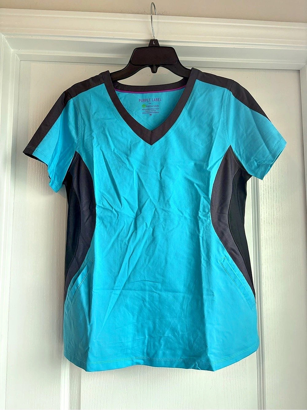 Purple Label by Healing Hands Color Block V-Neck Medium Like New